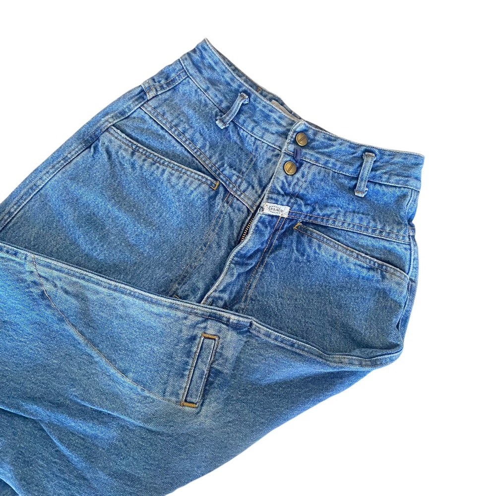 Marithe Francois Girbaud 25x29 High Waist Retro Designer Blue Stone Wash Jeans 4